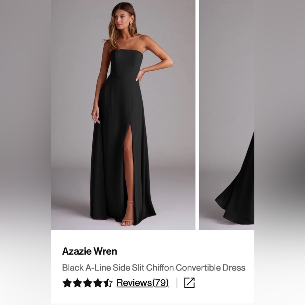 Azazie Strapless Black Chiffon Dress